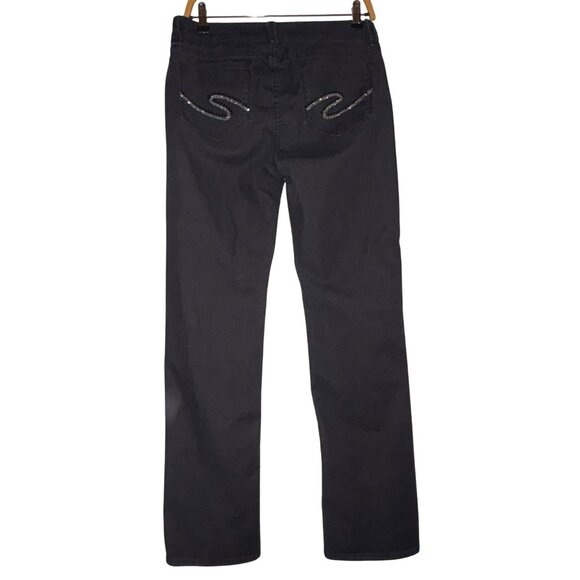 Not Your Daughters Jeans Black Denim Rhinestone Pockets Size 6 - Picture 1 of 8
